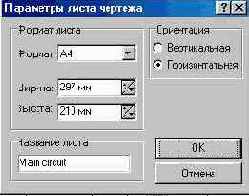 Параметры листа чертежа